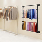 7-tier Wall Mounted Scarf Rack, Scarf Display Rack, Towels Storage Rack, Commercial Hijab Scarf Holder Organizer Space Saving for Retail Stores, Boutiques, Home (Black, 7 Tiers)