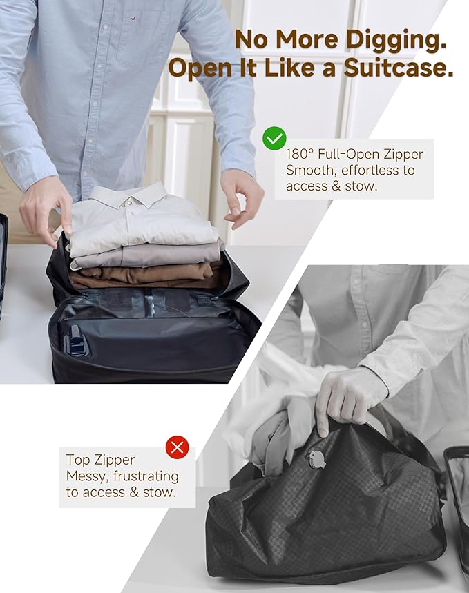 Vacuum Bags for Travel with Pump (Built-in), Vacuum Seal Bags for Clothing Travel to Save Space in Carry-On & Backpack, Reusable Compression Packing Cubes for Luggage & Suitcase (Black,1-Pack)