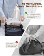 Vacuum Bags for Travel with Pump (Built-in), Vacuum Seal Bags for Clothing Travel to Save Space in Carry-On & Backpack, Reusable Compression Packing Cubes for Luggage & Suitcase (Black,2-Pack)