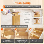 Lifewit 6" High 6 Pack Bamboo Drawer Dividers 33-42cm/13-16.5" Adjustable Wooden Drawer Organizer for Clothes/Utensils, Expandable Drawer Separator for Dresser/Kitchen/Bedroom/Office Organization