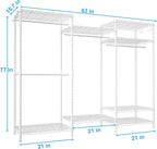 Ulif E13 Heavy Duty Clothes Rack（With 4 Hanger Rods & 8 Shelves） Freestanding Clothing Racks for Hanging Clothes，Adjustable Closet Organizer，Metal Garment Rack 63" W x16 D x77 H，Max Load 900LBS，White