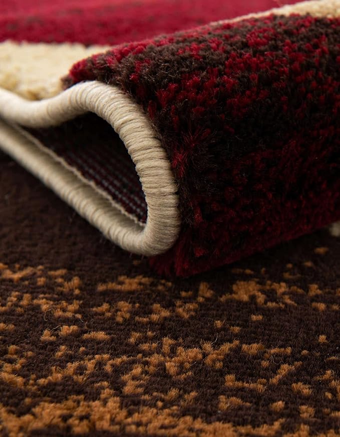Unique Loom Barista Collection Area Rug - Ngada (7' 1" Octagon, Beige/Red)