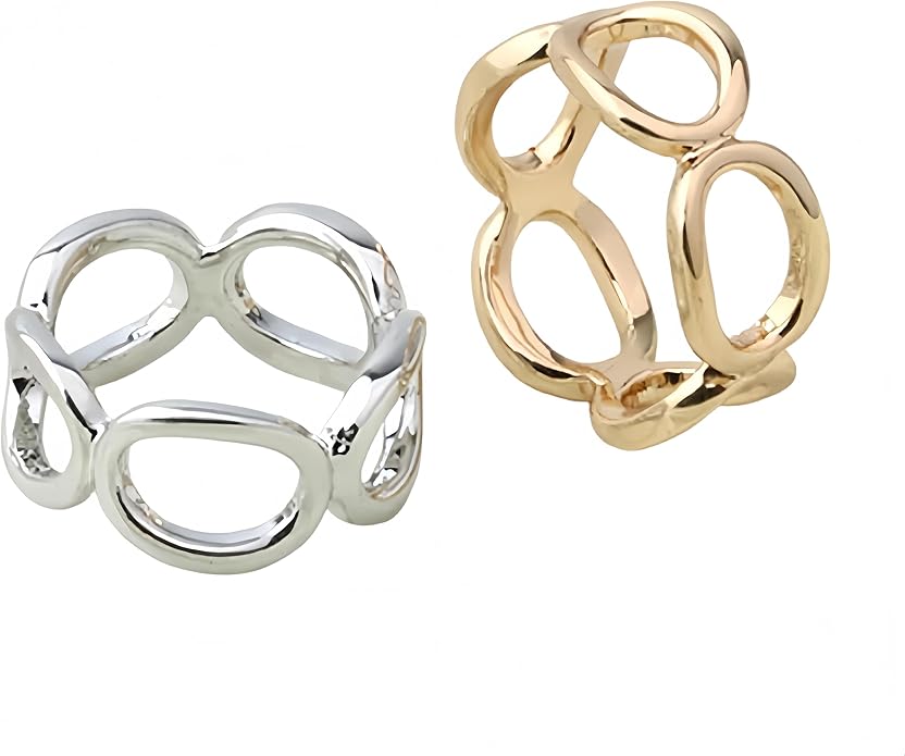 SYWDUDUCLT Scarf Ring for Women's Shawl, Silk Neckerchief, Tshirt, Gold/Sivler, S/M/L, 2 Pcs