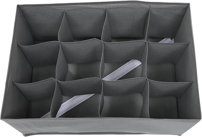 ABOOFAN Closet Organizer Clothes Storage Bin 12-Cell Fabric Storage Box for Socks Underwear Lingerie Ties Foldable Drawer Organizer for Home Closet