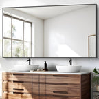 BONEWEI Bathroom Mirror,30x60 inch Large Wall Mirror for Bathroom Wall Mounted Black Rectangle Corner Mirrors,Black Bathroom Mirror for Living Room,Farmhouse,Bedroom Entryway,Horizontal/Vertical