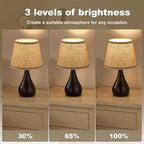 17.3'' Modern Dimmable Touch Lamps for Nightstand 2pcs, Table Lamps for Living Room, Reading Desk Lamp for Office, Bedside Lamps with Iron Base, Small Lamp for Bedroom, Bulb Included, Black