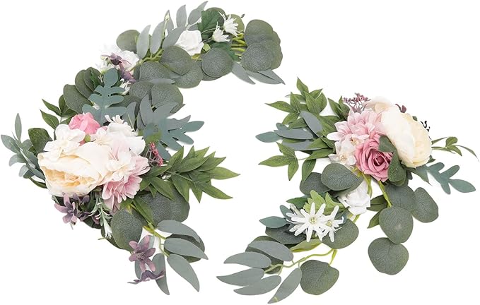 Decorative Arch Flowers for Wedding, 2pcs Hanging Flowers Swag, Wedding Arch Flowers, Artificial Floral Swags for Door Party Wall Home