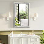 Bathroom Mirror for Over Sink,24x36Inch Silver Thick Anti-Rust Metal Frame, Rectangle Decorative Wall Mirror with HD Tempered Glass, Horizontal or Vertical Mount for Vanity, Bathroom,Living Room