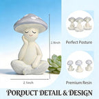 3 Pcs Mushroom Decor Figurines - Meditation Decor Statues for Living Room, Bedroom, Office - Resin Sculptures for Mindfulness Enthusiasts Home Decor Lovers Nature Lovers (Grayish White)