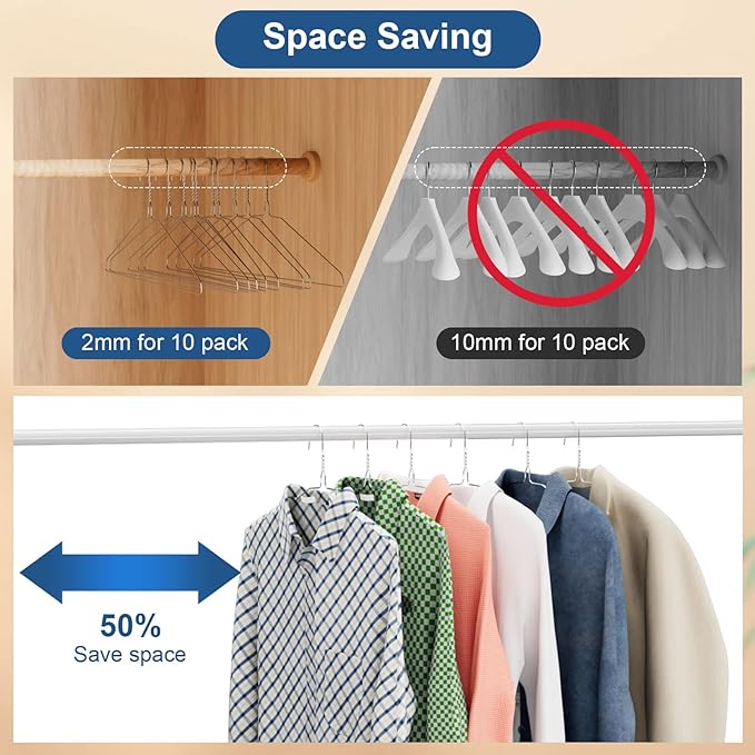 SPECILITE Wire Metal Clothes Hangers Bulk 200 Pack for Standard Size Suits, Coats, Shirts, Pants, Skirts, Space Saving, Non Slip,16 Inch 12 Gauge Ultra Thin, Silver