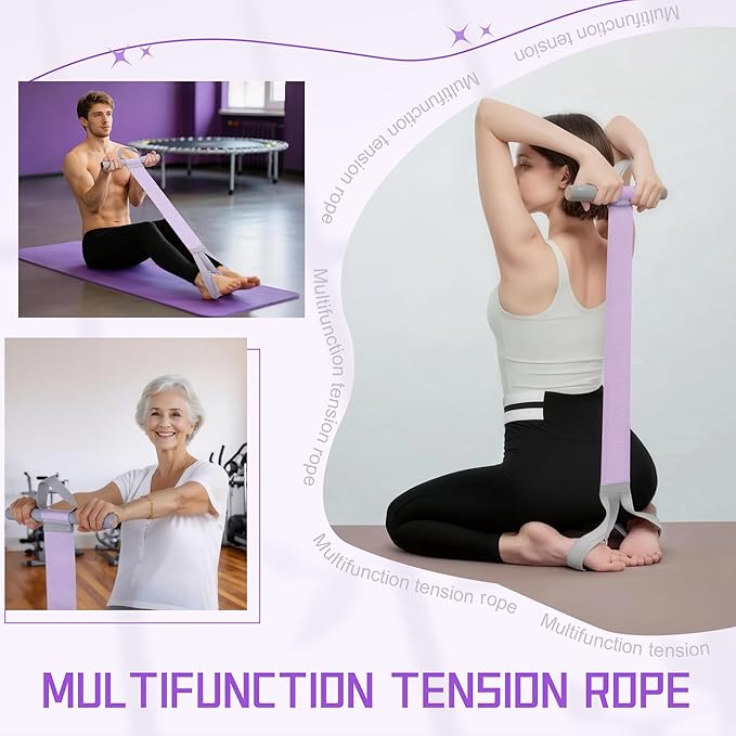 Fabric Resistance Band with Handles, 120lb Non-Slip Foot Pedal Resistance Band for Ankle Puller Sit-up & Leg Equipment Exercise, Multifunction Fitness Resistance Bands for Women