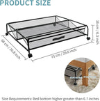 Under Bed Shoe Storage with Wheels, Space Saving Shoe Organizer with Sturdy Metal Frame & Breathable Mesh, Suitable Under The Bed, Sofa and Desk, 1 Pack