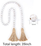 Wood Bead Garland Farmhouse Beads with Tassels,Farmhouse Tassel Garland Country Wall Hanging Decor Prayer Beads(39 inches)