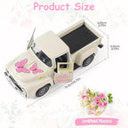 Mothers Day Spring Butterfly Truck Decor, Pink Spring Floral Truck Decorations for Home, Mini Wildflowers Truck Tiered Tray Decor, Rustic Farmhouse Kitchen Tabletop Decorations for Office