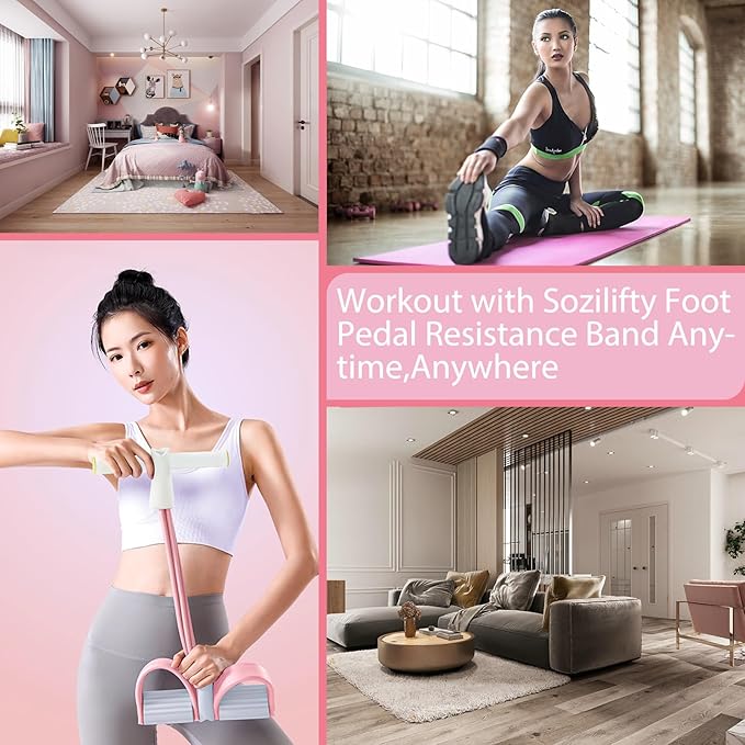 Foot Pedal Resistance Band,6-Tube Pedal Puller Resistance Rope,Yoga Elastic Exercise Bands, for Women Jump Fitness, Abdomen/Arm Weight/Waist/Leg Stretching Slimming Training