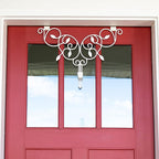 [Front Door WREATH HANGER] - Ivy Design | ADJUSTABLE Hook Length for Tall and Small Doors | PADDING to Prevent Damage like Scratch and Dents | Heavy Duty Cast Iron Metal Hangar - (White)