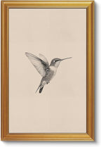 VIYYIEA Vintage Gold Framed Wall Art for Living Room, Birds Canvas Prints Home Decor, Sketch Painting Picture, Bedroom Wall Decor Gifts for Friends or Family -【Hummingbird】-(36L x 24W)
