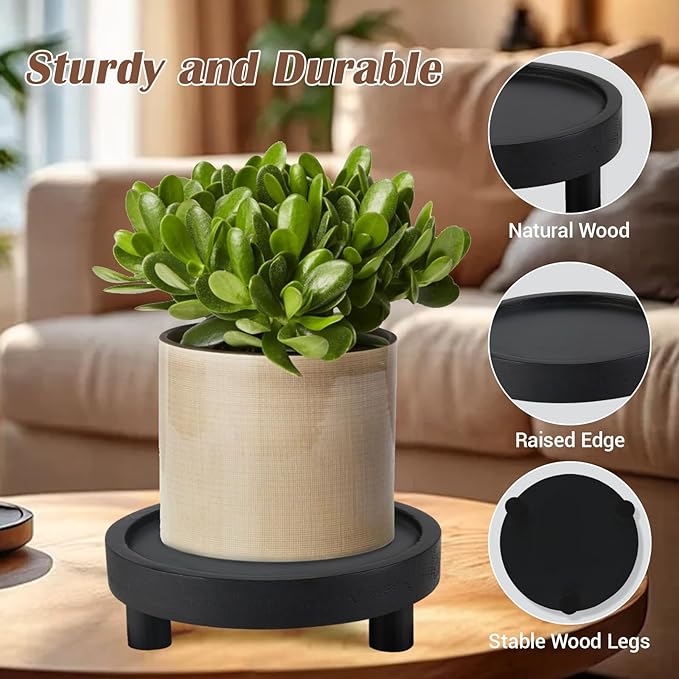 3PCS Wooden Display Risers for Display,Wood Riser Display Pedestal Stand for Home Décor (Modern Black,8,6,5'')
