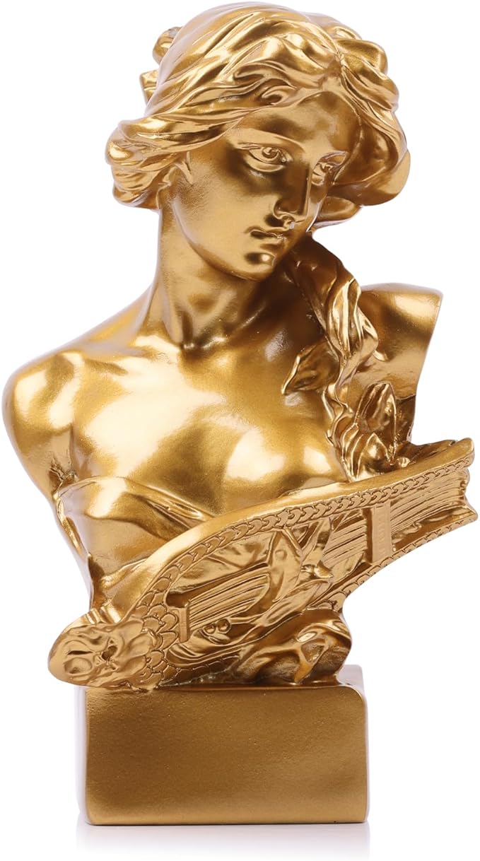 LCCCK 6" H Gold Aphrodite Statue Sculpture, Resin Greek Mythology Bust Statue, for Coquette Room Decor, Dark Academia Room Decor, Bookshelves, Shelves, Partition, Coffee Table Centerpiece