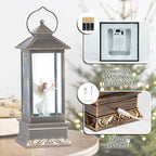12" Christmas Snow Globe Lantern with Angel and Dove - Water Glittering LED Light Lantern with Music - Vintage Xmas Angel Gifts - USB Plug or Battery Operated Home Decor (Angel)