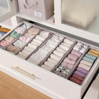 MURRI&MURRDI 6-Pack Foldable Fabric Sock Drawer Organizer, Small Dresser Drawer Organizer for Clothes, Storage Divider Bins for Clothing Underwear Bra Fits Nursery Closet, Gray