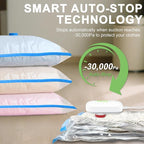 9 Pack Vacuum Seal Bags for Clothing Travel with -60000Pa USB Pump, Save 80% of Space for Clothes (9 Combo)