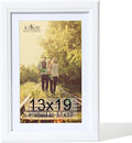 KTKDE 13x19 Picture Frame Real Glass,Poster frame Display Pictures 11x17 with Mat or 13x19 Without Mat, Modern Style Wood Composite Frame,Gallery Wall Frame Wooden White，best gift