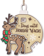 Christmas Reindeer Snowflake Ornaments for Trees Decorations, Wooden Countdown Hanging Pendant Charms Xmas Elk Decorative DIY Craft Hanging Ornaments for Christmas Decorations