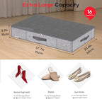 Onlyeasy Sturdy Under Bed Shoe Storage Organizers with Handles & Clear Window (16 to 32 Pairs) 2 Pack, Closet Shoes Containers Boxes for Kids & Adults, 37.7"x23.6"x5.9", Linen-like Grey, MXDUBS16P2