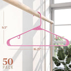 Plastic Hangers 50 Pack Pink - Clothes Hangers - Makes The Perfect Coat Hanger and General Space Saving Clothes Hangers for Closet - Percheros Ganchos para Colgar Ropa Hangars