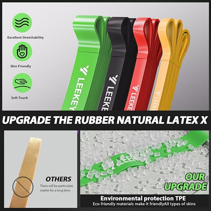 LEEKEY Resistance Bands, Exercise Bands,Pull Up Assist Bands - Bands for Working Out,Band for Men and Women Fitness Training, Physical Therapy,Home Workouts