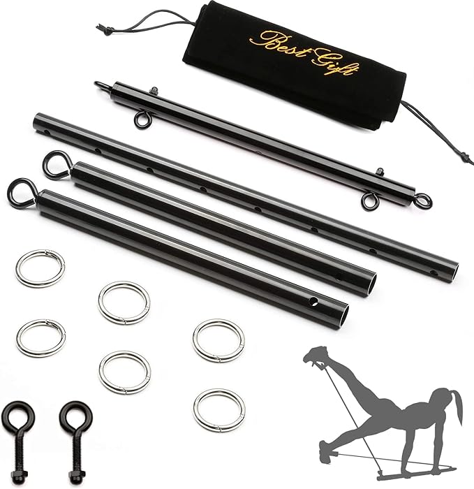 2pcs Black Portable Restore Spreader Bar, Exercise Guide Pilates Sports Aid Training Fitness Gear, Home Yoga Gym Kit with Fur Flocking Storage Bag