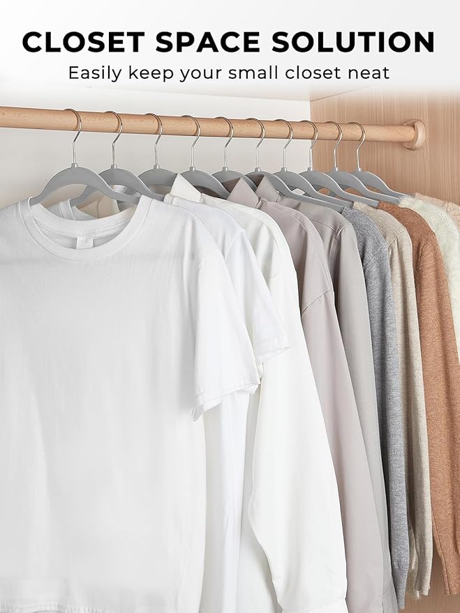 SMARTOR Plastic Hangers 50 Pack, Thin Hangers with 360° Swivel Hook, Non-Velvet Hanger Heavy Duty Clothes Holders for Closet - Durable Adult Hanger, Space Saving Hangars - Gray