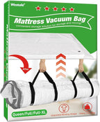 Mattress Vacuum Bag Queen/Full/Full-XL Space Saver Mattress Vacuum Seal Bag with Straps for Moving Double Zip Seal Reusable Mattress Compression Vacuum Storage Bags