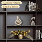 UTTCMK Bookshelf Decor Thinker Statue - Abstract Art Reading Thinker Sculpture Figurine Aesthetic, Modern Home Decoration for Living Room Office Shelves Coffee Table Desk Decor(Beige)
