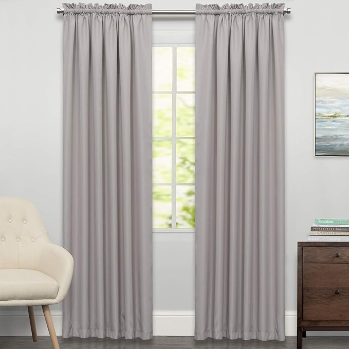 Sweet Home Collection Window Curtains Treatment Panel 63" or 84" Long in Stylish and Unique Patterns and Designs for All Home Décor Ribcord Gray
