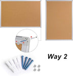Cork Board Bulletin Board 24 x 36, Silver Aluminium Framed 2x3 Corkboard, Office Board for Wall Cork, Large Wall Mounted Notice Pin Board