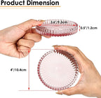 Modern Clear Coaster Set of 5- Glass Coasters for Drinks Crystal Coasters Round Cup Coaster Coffee Table Decor for Office, Kitchen, Bar, Dining Room, Living Room, Patio(Clear Pink)