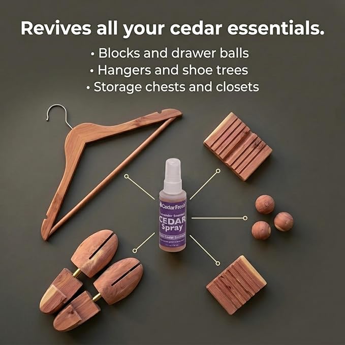 Household Essentials CedarFresh Lavender Cedar Power Spray, 2-Ounce Concentrated Essence for Blocks, Hangers, Closets, Drawers, Chests & Wardrobe Freshening