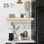 QEEIG Bathroom Floating Shelves for Wall - 15.7" Wall Mounted Shelf Over Toilet Farmhouse Home Decor Display Bookshelf Small 15.7 x 6.7 inch Set of 2, Natural (008-40N)