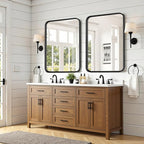 Bathroom Mirror for Wall, 30x22 Inch Rounded Rectangle Mirror, Black Metal Framed Bathroom Vanity Mirror for Restroom Farmhouse, Anti-Rust, Tempered Glass, Horizontally or Vertically Hanging
