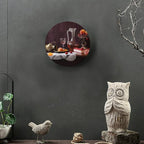 Wine Decorative Plates, 8 Inch, Red Wine Cherry Fruit Round Display Plate, Handmade Ceramic Ornament, for Home Kitchen Bedroom Decorative Ornaments
