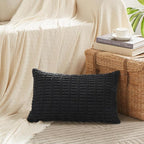 Fancy Homi 4 Packs Decorative Throw Pillow Covers for Living Room Couch Bed, Modern Farmhouse Boho Home Décor Accent Cushion Case, 20" x 12", Black