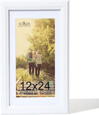 KTKDE 12x24 Picture Frame,Poster Frame Display Pictures 10 x20 with Mat or 12x24 Without, Tempered Glass,24 by 12 White Wooden Frame Wall Gallery Photo Frame best gift