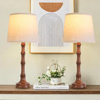 Lamps Set of 2 Modern Farmhouse Table Lamp Bedside Reading Lamps Living Room End Tables Set Lamps for Night Stands Bedroom Night Lamp,High 27 Inch,Brown,With Fabric Lamp Shade,Bulb Not Included