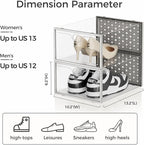 Pinkpum 15 Pack X-Large Shoe Storage Boxes Fit Size 11, Shoe Organizer for Closet Clear Plastic Stackable Shoe Dispaly Case Bins Holder, Sneaker Storage for Sneakerheads Gray