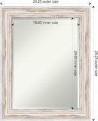 Amanti Art White Wall Mirror 29x23 Alexandria White Wash Rectangle Bathroom Mirror for Wall Decor Living Room, Medium Cottage Wood Frame, Hangs Horizonally and Vertically, Bathroom Decor, Beveled Edge
