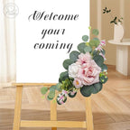 Odouzy Artificial Wedding Arch Flowers for Wedding Sign,Set of 2 for Welcome Ceremony Sign,Faux Floral Swags, Banquet and Reception Backdrop Floral Decoration (Pink)