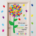 gisgfim Classroom Bulletin Board Decoration Set Wall Door Decor Hands Tree Colorful Handprint Classroom Decorations for Kindergarten Preschool Elementary Middle School(We are Each Unique and...)