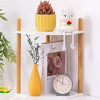 3-Tier Expandable Bamboo Corner Shelf - Dish/Plate Organizer for Cabinet, Kitchen Counter Shelf & Small Kitchen Shelf, Adjustable (11.4" H-White, 2-Tier)